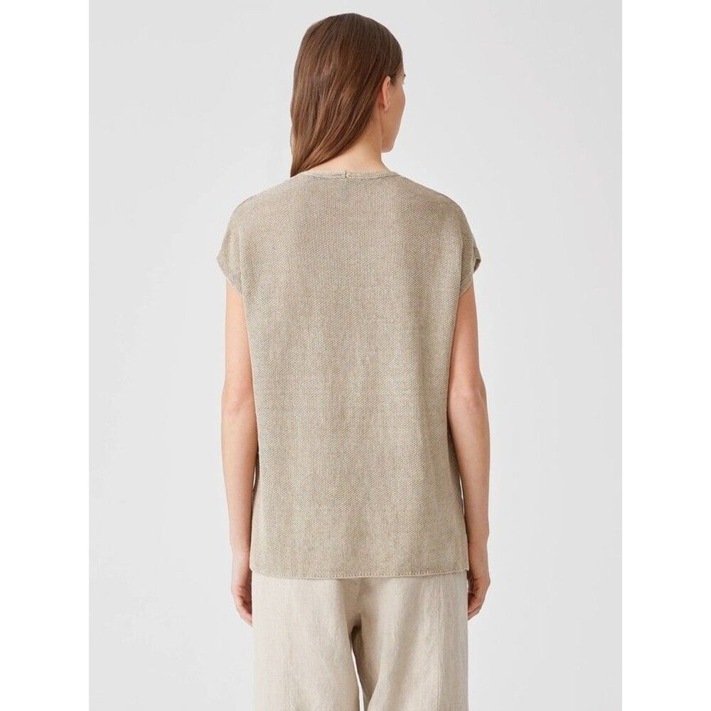 EILLEN FISHER  100% Organic Linen  DELAVE V-NECK TOP SIZE XL - Picture 3 of 9